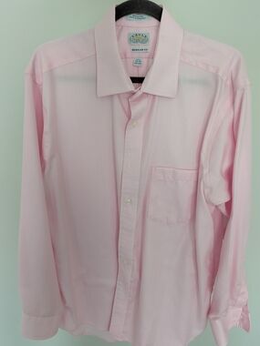 Eagle Shirtmakers Non-Iron 100% Cotton Dress Shirt Pink Twill 17.5 34/35 XL